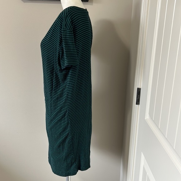 VINCE Classic Stripe Side Tie Dress Green Blue A Line Short Sleeve Sz L - Picture 8 of 12